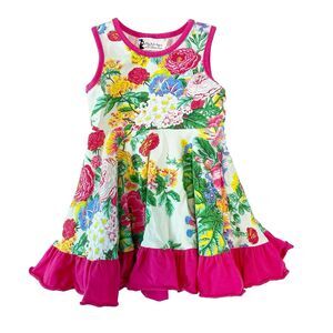 Lily & Londyn's Dress Girls Size 2T Multicolor Floral Ruffle Sleeveless Stretch‎